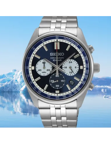 reloj deportivo hombre Seiko Chronograph SSB427P1 41.5mm 100m WR cristal Hardlex correa de acero