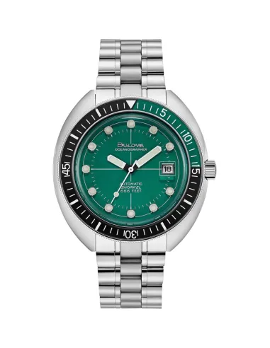reloj automático buceo hombre Bulova Devil Diver Oceanographer 96B322 dial verde 44mm 200m WR Cristal de Zafiro