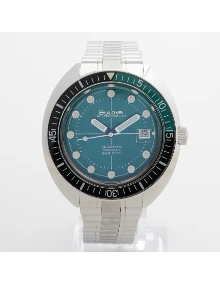 reloj automático buceo hombre Bulova Devil Diver Oceanographer 96B322 dial verde 44mm 200m WR Cristal de Zafiro