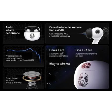 Xiaomi Buds 3 Star Wars Stormtroopers Edition Auriculares Bluetooth 5.2 - Microfono Integrado - Autonomia hasta 6h