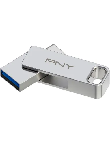 PENDRIVE USB-A/USB-C 128GB - Enganche para Llavero - Color Plata