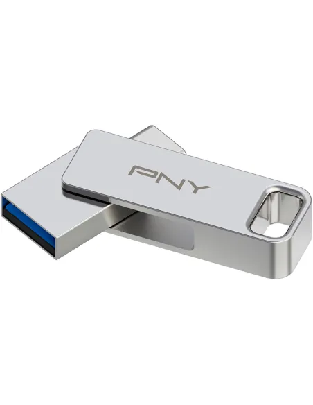 PENDRIVE USB-A/USB-C 128GB - Enganche para Llavero - Color Plata