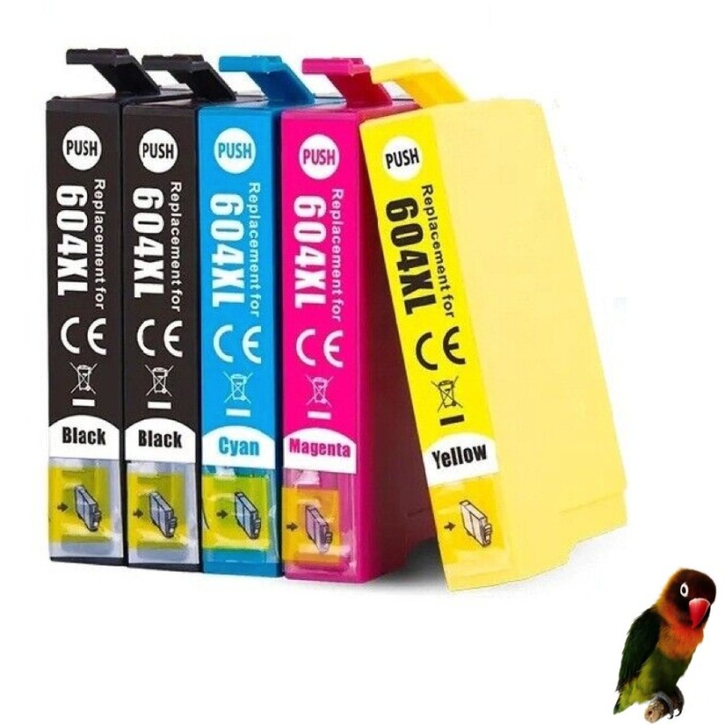 5 cartuchos compatibles para Epson 604XL XP2200 XP2205 XP4200 WF2950 WF2935 XP3200 XP3205 XP4205 WF2930 WF2910 XL  604 XL