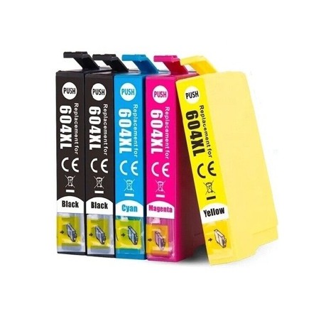 5 cartuchos compatibles para Epson 604XL XP2200 XP2205 XP4200 WF2950 WF2935 XP3200 XP3205 XP4205 WF2930 WF2910 XL  604 XL