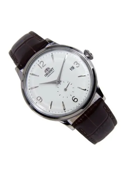 Reloj hombre automático Orient RA-AP0002S esfera plateada correa cuero marrón