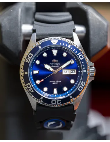 reloj hombre automático Orient Mako Ray II  FAA02008D dial azul correa goma