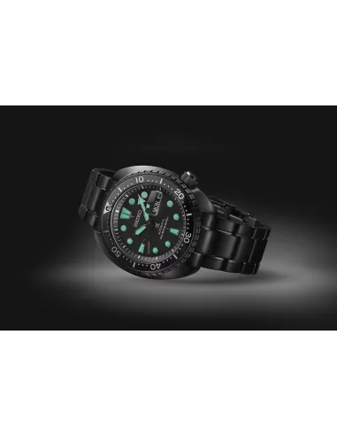 Seiko Prospex Sea Turtle SRPK43 BLACK Series Night Vision Turtle Diver 45mm 200m WR cristal de zafiro