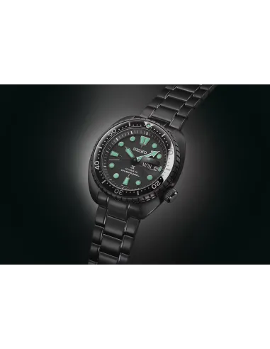Seiko Prospex Sea Turtle SRPK43 BLACK Series Night Vision Turtle Diver 45mm 200m WR cristal de zafiro