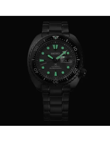 Seiko Prospex Sea Turtle SRPK43 BLACK Series Night Vision Turtle Diver 45mm 200m WR cristal de zafiro