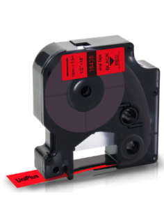 Dymo 18438 compatible cinta rotuladora S0718520 vinilo negro sobre rojo 12 mm x 9 m