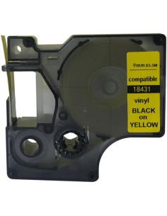 Dymo 18431 compatible cinta rotuladora negro sobre amarillo 12mmX5.5M Com Dymo Rhino