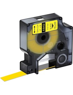 Dymo 18432 compatible cinta rotuladora negro sobre amarillo 12mmX5.5M Com Dymo Rhino