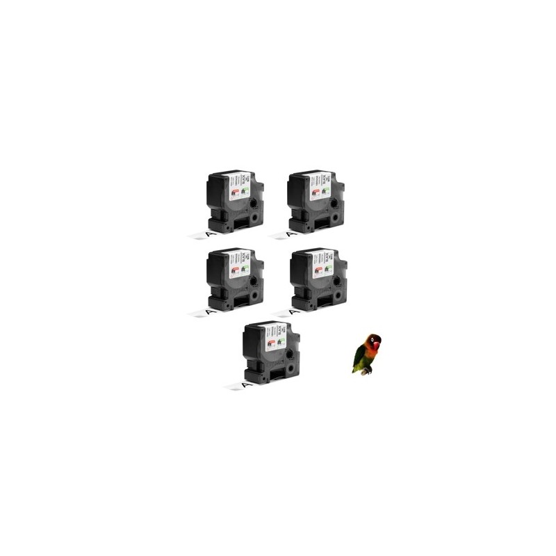 5 Dymo 1805430 compatibles cintas rotuladoras 24mmX5.5M negro sobre blanco Dymo Rhino